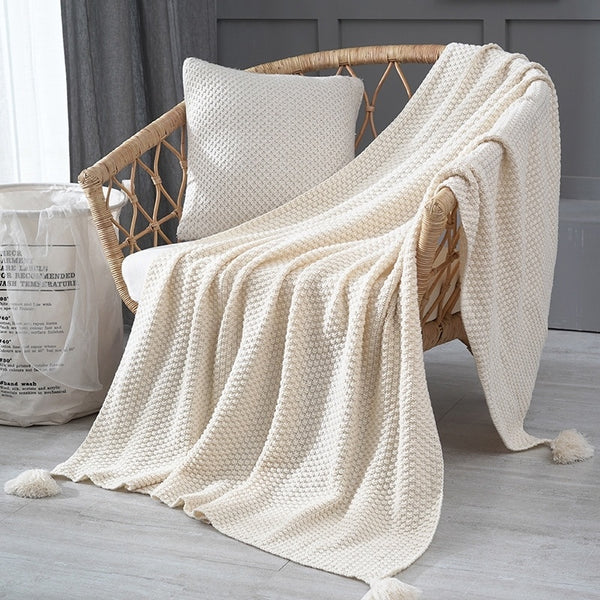 Nordic Tassel Knitted Throw