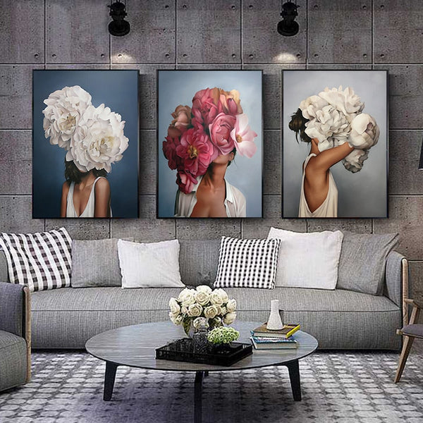 Abstract Canvas Wall Art - Blooming Head