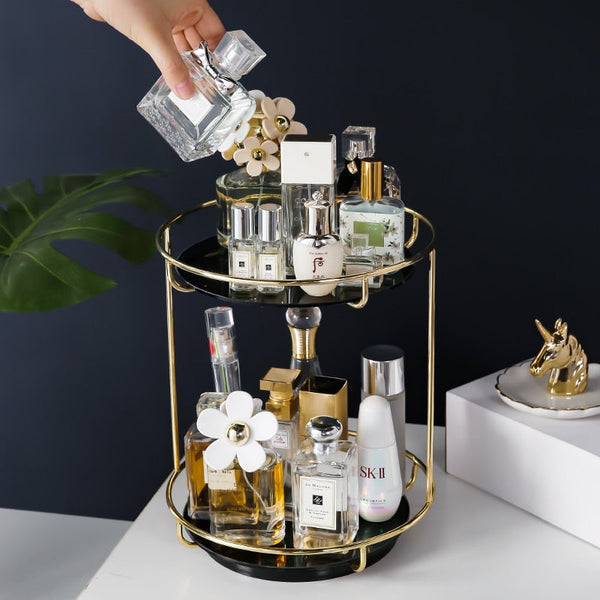 Chic Golden Frame Makeup Organizer